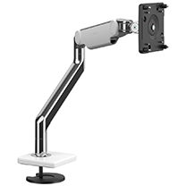 M2.1 Monitor Arm with Bolt-Thru Mount, Polished Aluminium with White Trim