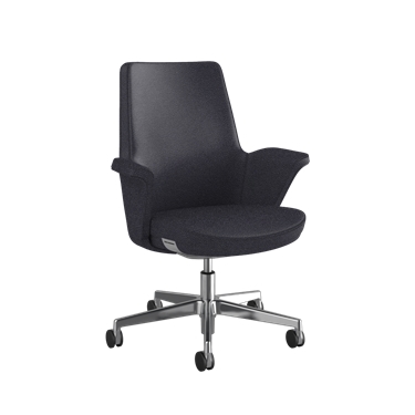 Summa Chair with Upholstered Leather Back Shell and Carbon - Maribo (Chrome-Free Leather)