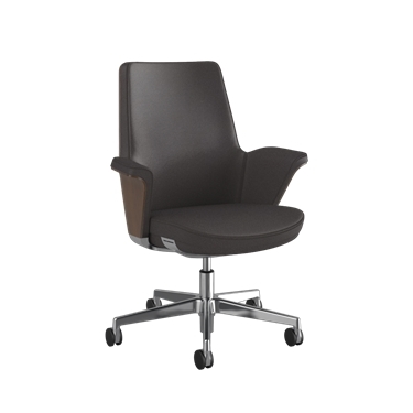 Summa Chair with Walnut Wood Back and Espresso- Maribo (Chrome-Free Leather)