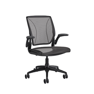 Diffrient World Chair, Pinstripe Black Back, Pinstripe Black Seat, Soft Casters